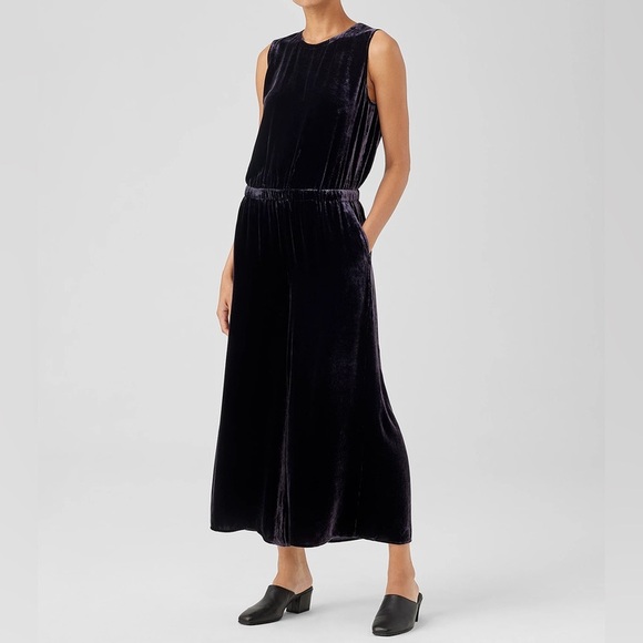 NWT Eileen Fisher Velvet Wide-Leg Jumpsuit - Picture 1 of 8